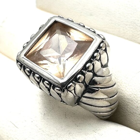 Sterling Silver Peach Gemstone Ring Size 7 Weight 11 Grams - Picture 2 of 7